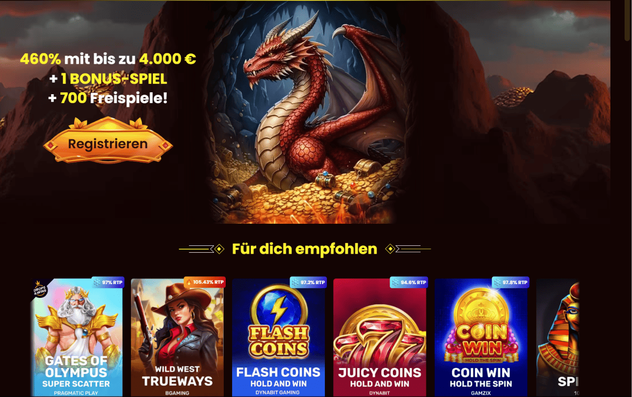DragonSlots Casino Willkommensbonus – bis zu 4.000 € + 700 Freispiele