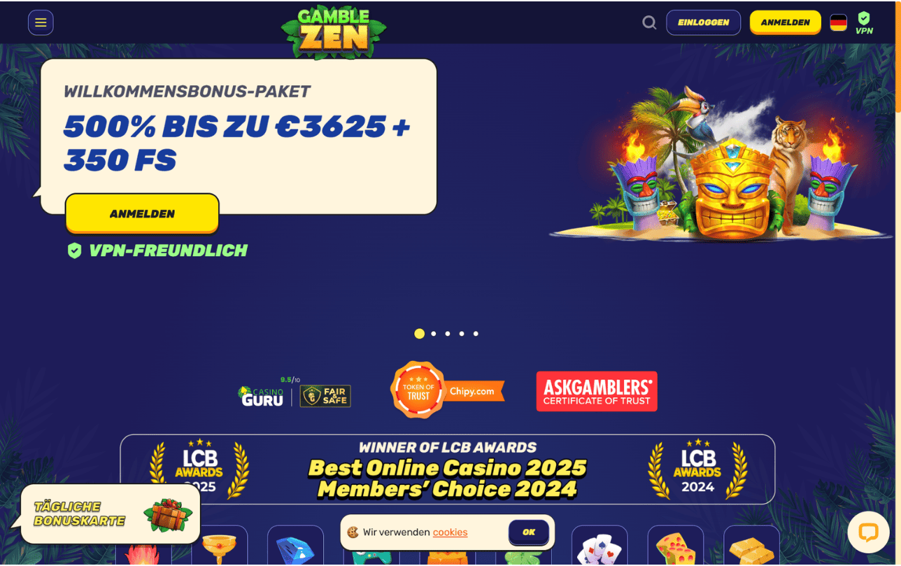 Gamblezen Casino Willkommensbonus – bis zu 3.625 € + 350 Freispiele für österreichische Spieler