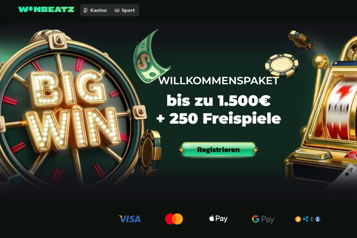 Winbeatz Casino Willkommensbonus – bis zu 1.500 € + 250 Freispiele